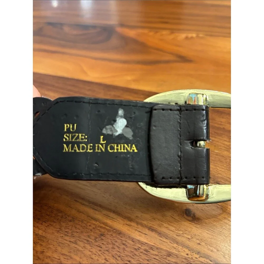 Floral Black Studded Cut Out Belt Women Size Large (up to 40”)